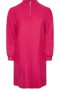 Quarter Zip Knitted Jumper Dress