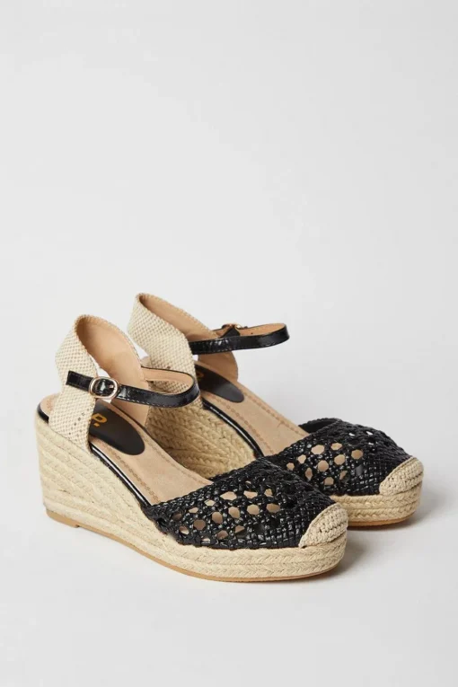 Raegan Woven Closed Toe Espadrille Wedge Sandals