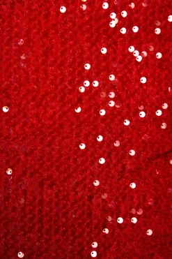 Red Sequin Velvet Pencil Dress