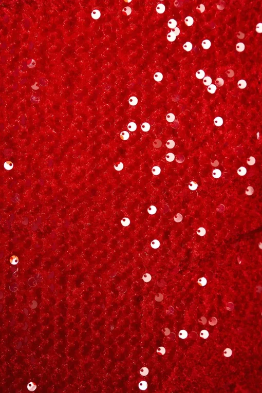 Red Sequin Velvet Pencil Dress