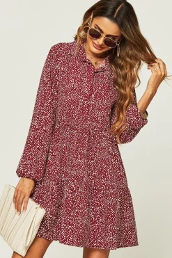 Relaxed Button Front Long Sleeved Shirt Mini Dress