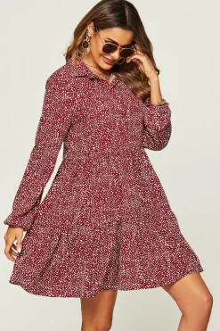 Relaxed Button Front Long Sleeved Shirt Mini Dress