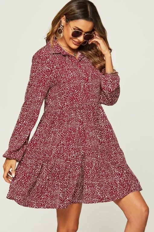 Relaxed Button Front Long Sleeved Shirt Mini Dress