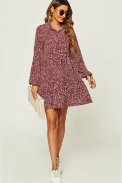 Relaxed Button Front Long Sleeved Shirt Mini Dress