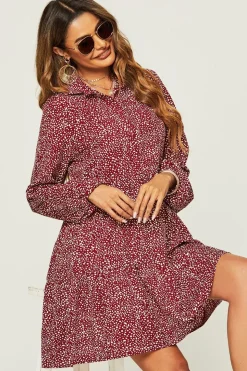 Relaxed Button Front Long Sleeved Shirt Mini Dress