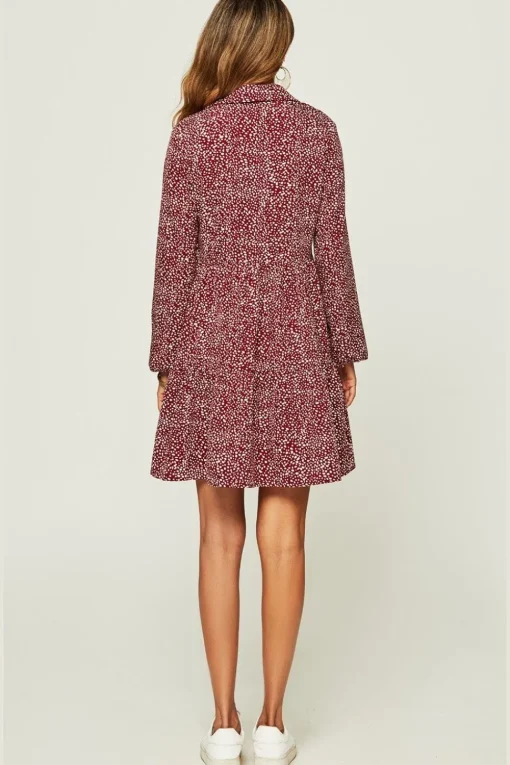 Relaxed Button Front Long Sleeved Shirt Mini Dress