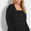 Ribbed Button Front Top