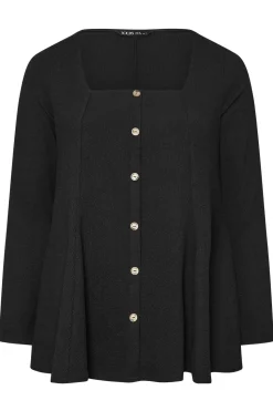 Ribbed Button Front Top
