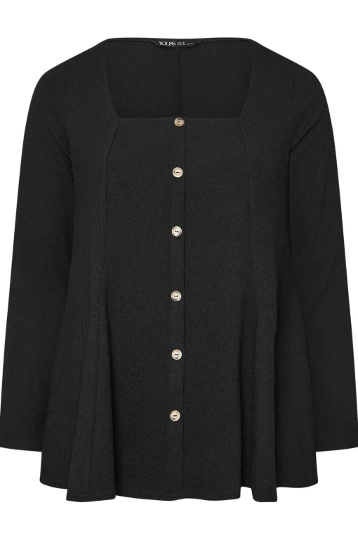 Ribbed Button Front Top