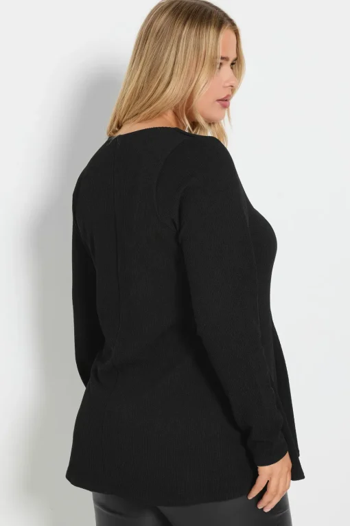 Ribbed Button Front Top