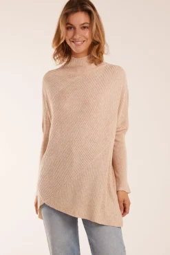 Ribbed Cross Over High Neck Jumper