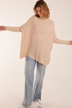 Ribbed Cross Over High Neck Jumper