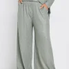 Ribbed Foil Wide Leg Trousers