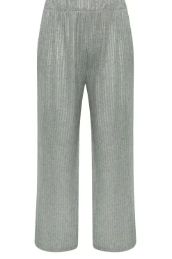 Ribbed Foil Wide Leg Trousers