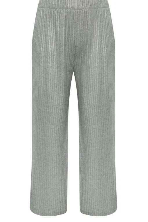 Ribbed Foil Wide Leg Trousers