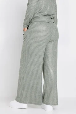 Ribbed Foil Wide Leg Trousers