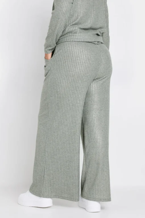 Ribbed Foil Wide Leg Trousers
