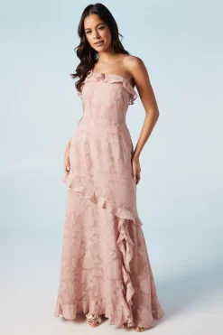 Rose Georgette One Shoulder Bridesmaids Dress