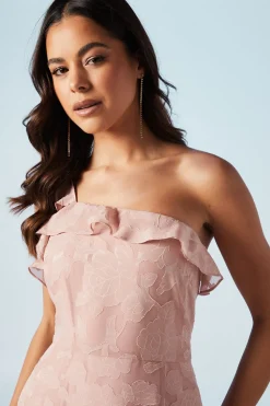 Rose Georgette One Shoulder Bridesmaids Dress