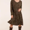 Round Neck Tiered Oversized Tunic Dress