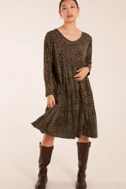 Round Neck Tiered Oversized Tunic Dress