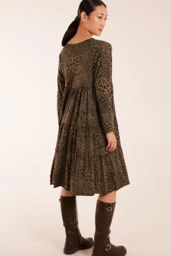 Round Neck Tiered Oversized Tunic Dress