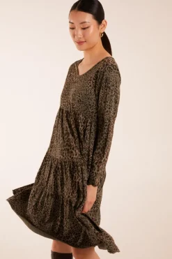 Round Neck Tiered Oversized Tunic Dress