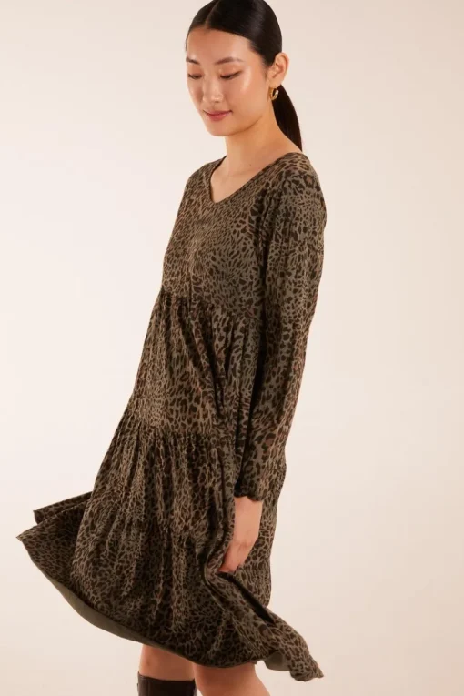 Round Neck Tiered Oversized Tunic Dress