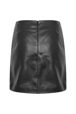Ruched Real Leather Mini Skirt