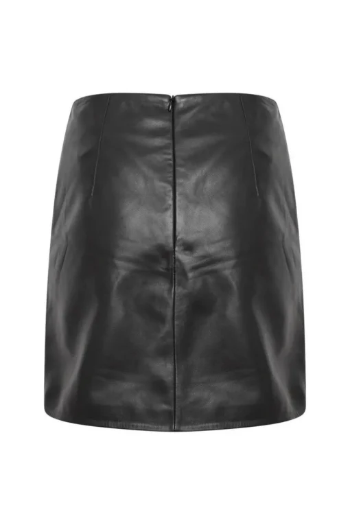 Ruched Real Leather Mini Skirt