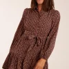 Ruched Shoulder Mini Shirt Dress