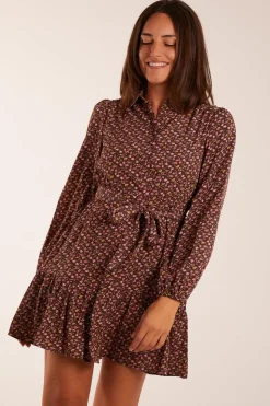 Ruched Shoulder Mini Shirt Dress