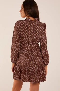 Ruched Shoulder Mini Shirt Dress