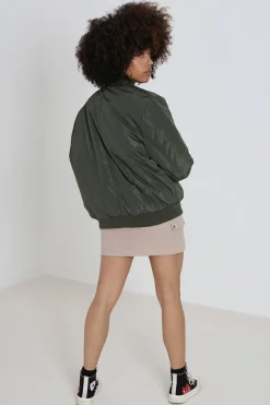 Ruched Sleeve Oversized Bomber Jacket