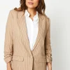 Ruched Sleeve Single Breasted Blazer