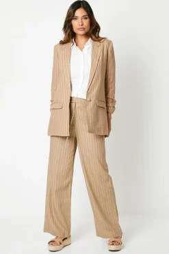 Ruched Sleeve Single Breasted Blazer