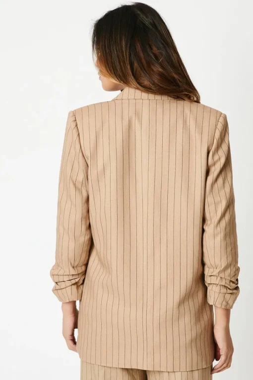 Ruched Sleeve Single Breasted Blazer