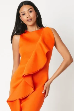 Ruffle Front Scuba Pencil Dress