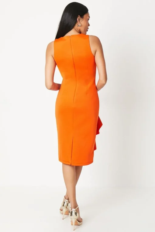 Ruffle Front Scuba Pencil Dress