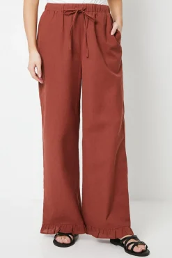 Ruffle Hem Wide Leg Trouser