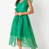Ruffle Shoulder High-low Dress