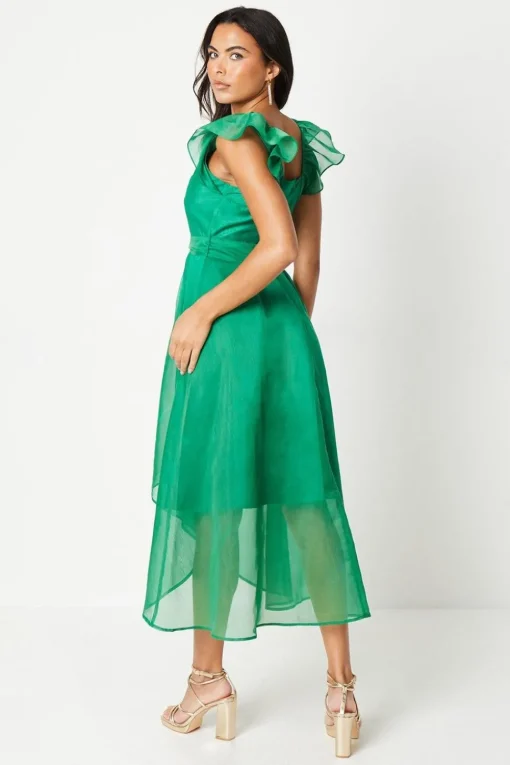 Ruffle Shoulder High-low Dress