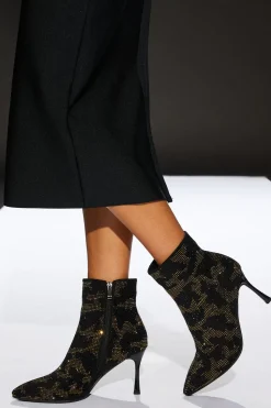 Runway 1.8.1.8 Camo Diamante Pointed Ankle Boots