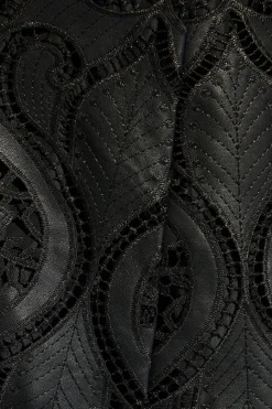 Runway 1.8.1.8 Faux Leather Laser Cut Trim Skirt