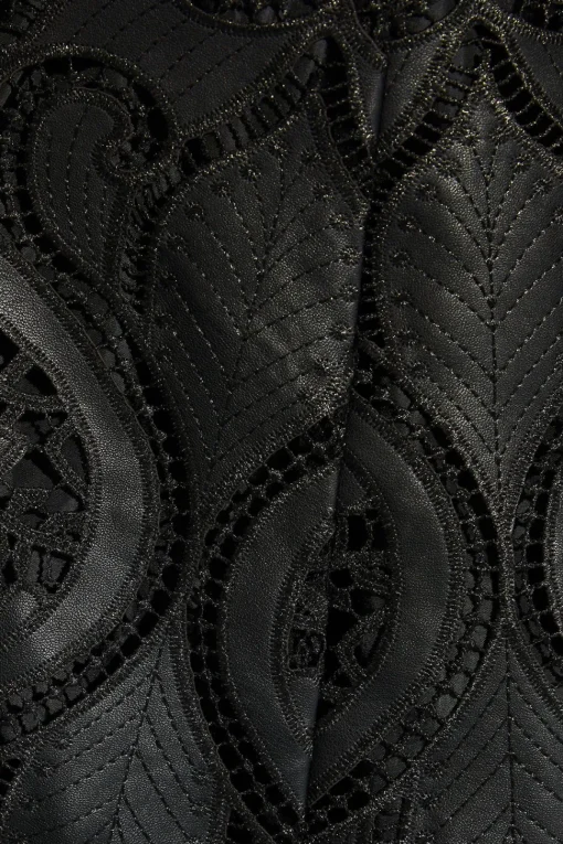 Runway 1.8.1.8 Faux Leather Laser Cut Trim Skirt