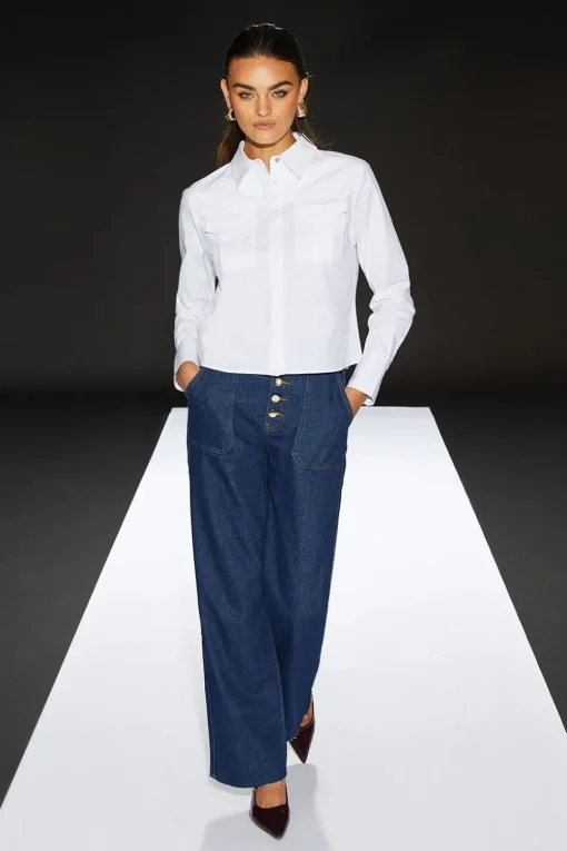 Runway 1.8.1.8 Poplin Cropped Boxy Utility Shirt
