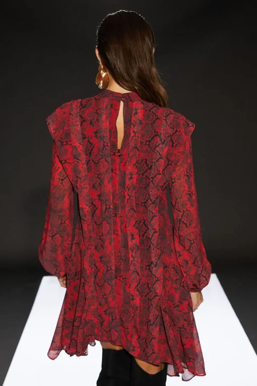 Runway 1.8.1.8 Snake Print Pleat Detail Mini Dress