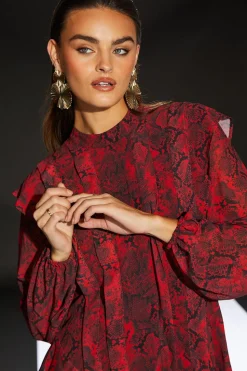 Runway 1.8.1.8 Snake Print Pleat Detail Mini Dress