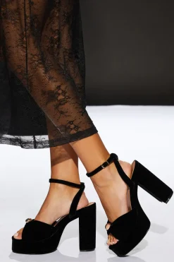 Runway 1.8.1.8 Velvet Platform Heeled Sandals