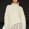 Runway 1.8.1.8 Wool Blend Shaggy Sleeve Cable Knit Jumper